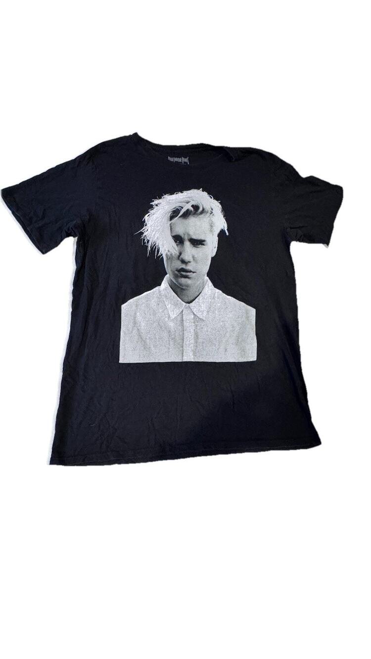 Justin Bieber Purpose Tour Merch Shirt Size 2X Concert Short Sleeve Black